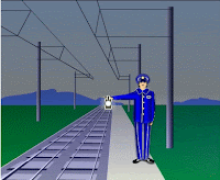 Gif animé chef de gare lanterne